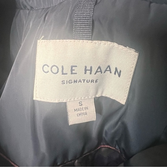 Cole Haan Jacket Womens Signature Hooded Down Blend Coat Navy Puffer Size Small - Picture 4 of 16